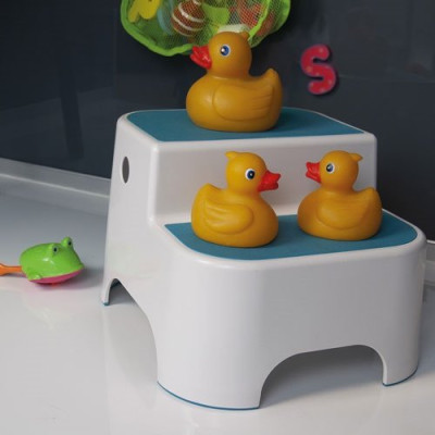 MARCHE PIED SDB DOUBLE BLANC/BLEU