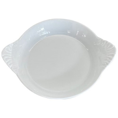 PLAT ROND OREILLES CERAM 15X12.5 BLANC (Vendu par 36)
