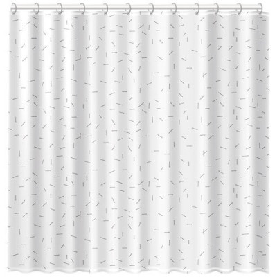 RIDEAU DOUCHE 180X200 TISSUS BLANC/NOI (Vendu par 1)