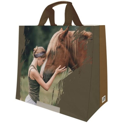 SAC CABAS POLYPRO TISSE CHEVAUX 33L (Vendu par 1)