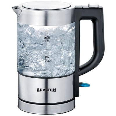 BOUILLOIRE VERRE 0 5L 1100W INOX NOIR