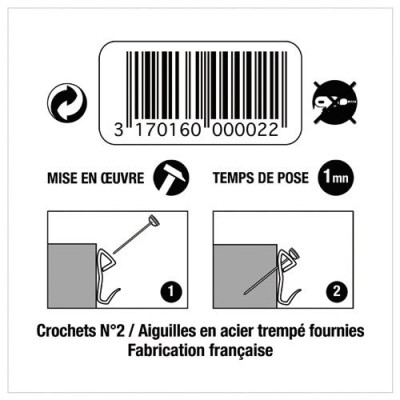 CROCHET ACIER LAITON N 2 CTE 10 1002 (Vendu par 1)