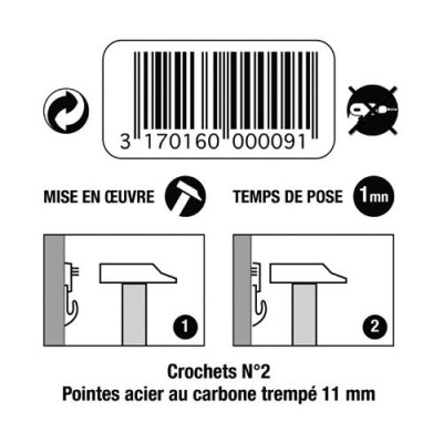 CROCHET SUED.MM PLAST.SP.BETON X4 1101 (Vendu par 1)