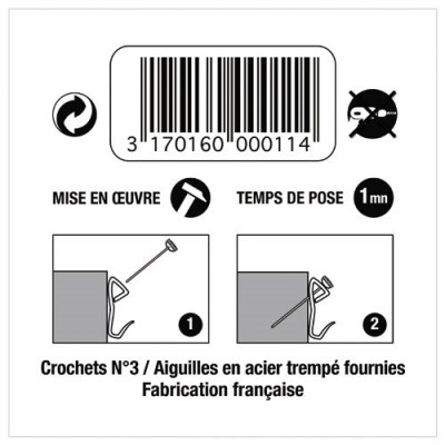CROCHET ACIER LAITON N 3 CTE 05 1004 (Vendu par 1)