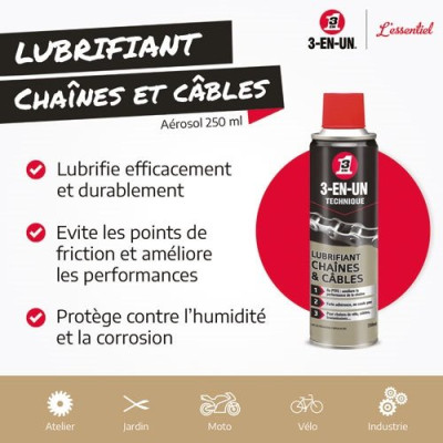 LUBRIFIANT CHAINE ET CABLE BBE 250ML (Vendu par 1)