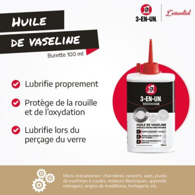 HUILE VASELINE 3EN1 BURETTE 100ML (Vendu par 1)