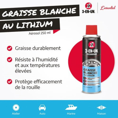 GRAISSE BLANCHE LITHIUM 3 EN1 BBE250ML (Vendu par 1)