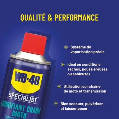 WD40 MOTO LUB.CHAINE TEMPS SEC 400ML (Vendu par 1)