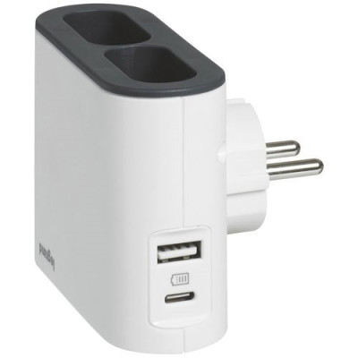 QUADRIPLITE 2P+USB LATERALE 2P 6A BL/N