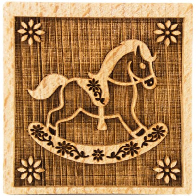 TAMPON DECO CARRE CHEVAL A BASCULE