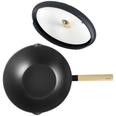 WOK ALU REVETU ET COUVERCLE 30 CM