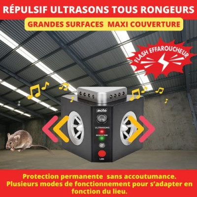 Repulsif ultrasons 3 en 1 maxi couverture grand angle 300m2