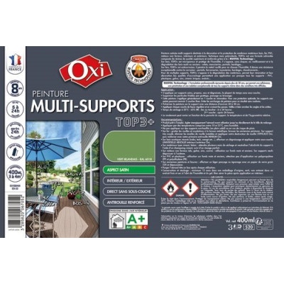 Peinture top 3 multi supports satin 400ml vert irlandais