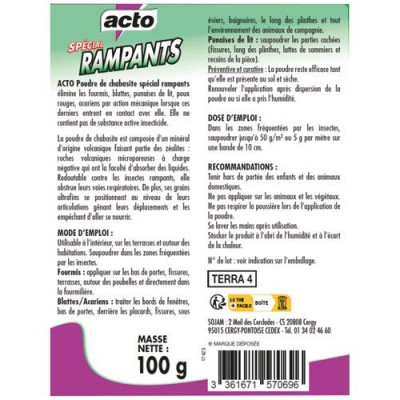 Poudre de chabasite insectes rampants 100g