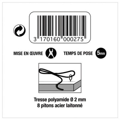 CORDE SUSPENSION+8PITONS ACIER AS.1222 (Vendu par 1)