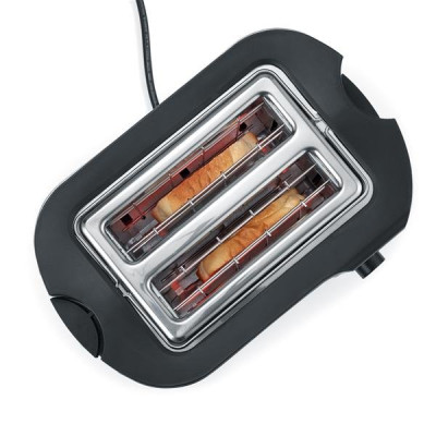 TOASTER 800W 2 TRANCHES INOX NOIR