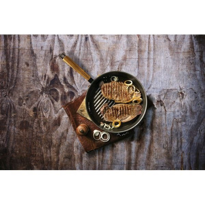 POELE GRILL 28CM NOMAD ACIER CARBONE