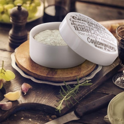 BOITE CAMEMBERT CERAMIQUE BLANC D.13CM