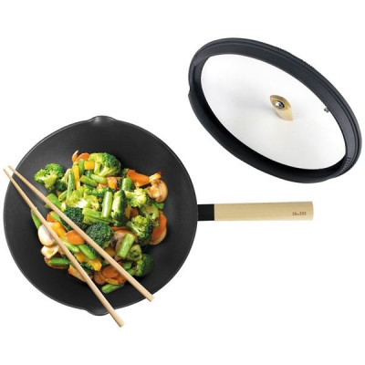 WOK ALU REVETU ET COUVERCLE 30 CM