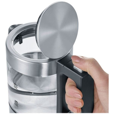 BOUILLOIRE VERRE 0 5L 1100W INOX NOIR