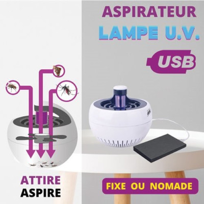 Aspirateur moustiques insectes volants lampe led u.v.