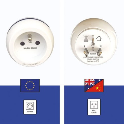 Adaptateur prises France - Australie - Chine 240V-2400W