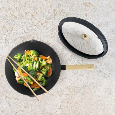 WOK ALU REVETU ET COUVERCLE 30 CM
