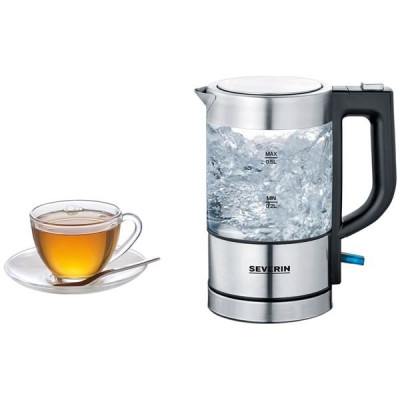 BOUILLOIRE VERRE 0 5L 1100W INOX NOIR