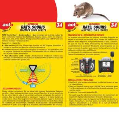 Repulsif ultrasons 3 en 1 maxi couverture grand angle 300m2