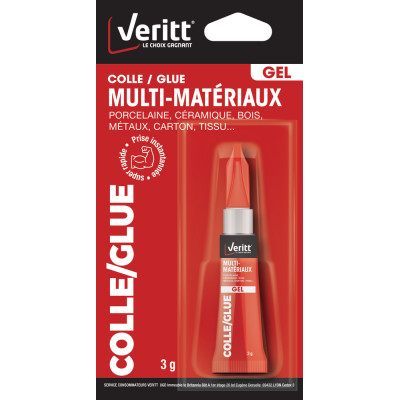 VERITT - Colle Glue Multi-Matériaux en Gel 3g