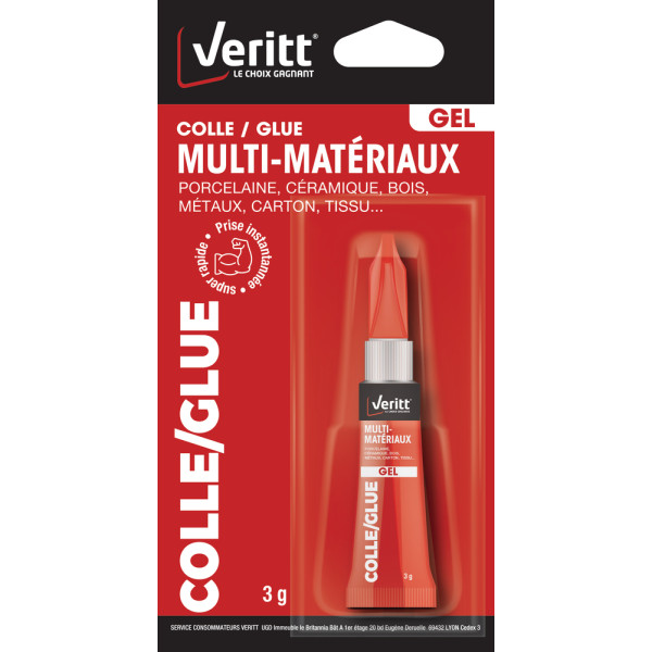 VERITT - Colle Glue Multi-Matériaux en Gel 3g