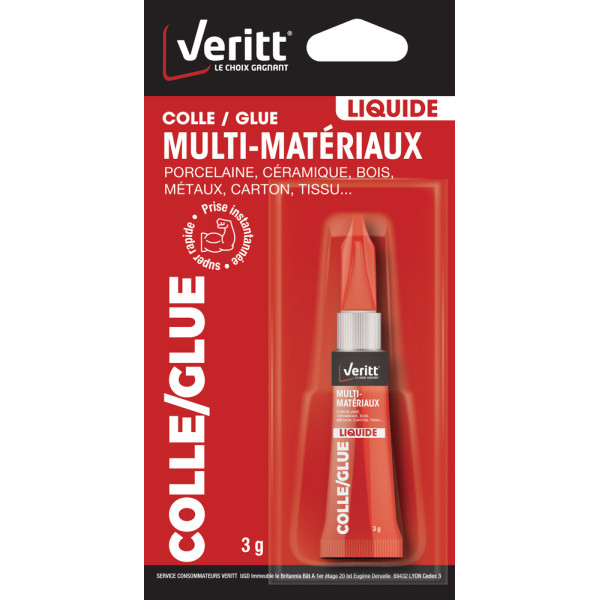 VERITT - Colle Glue Multi-Matériaux Liquide 3g