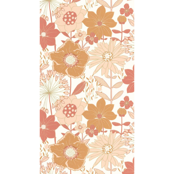 DECORAMA - 104553000 - Papier Peint Vinyle sur Intissé Petites Fleurs Rose et Ocre