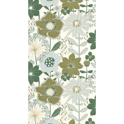 DECORAMA - 104557028 - Papier Peint Vinyle sur Intissé Petites Fleurs Vert Or