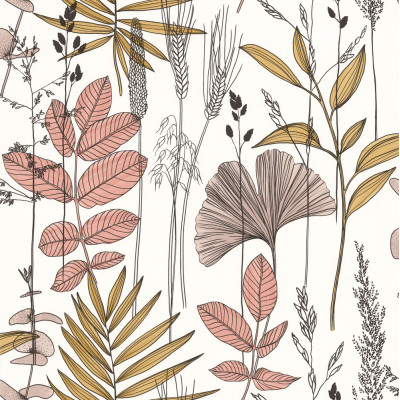 DECORAMA - 51210307 - Papier Peint Vinyle sur Intissé Exotic Beige Rose