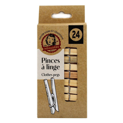 LA MENAGERE - Pinces à Linge en Bois Lot de 24