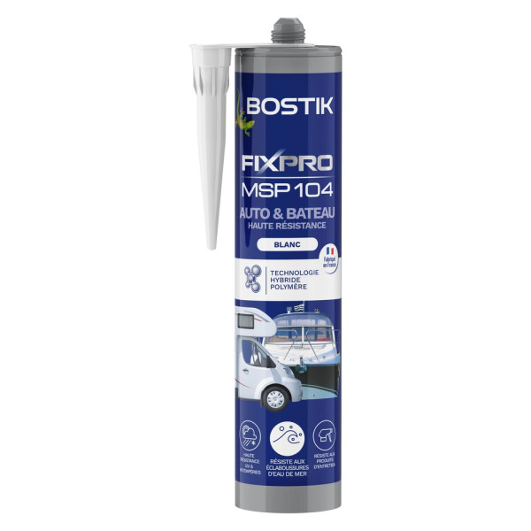BOSTIK - Colle de Fixation MSP 104 pour Auto et Bateau Blanc 290 ml