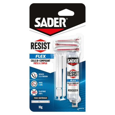 SADER - Colle Bi-Composant Resist Flex Translucide 10 g