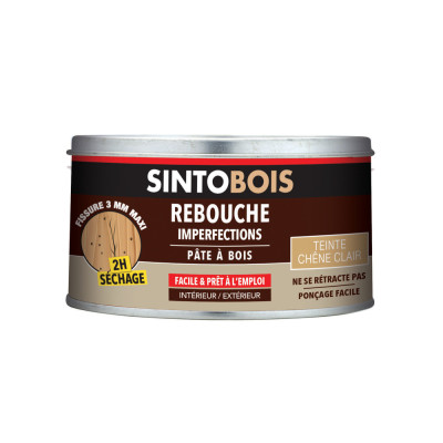 SINTO - Sintobois Pâte à Bois Rebouche Imperfections Boite 250g Chêne Clair