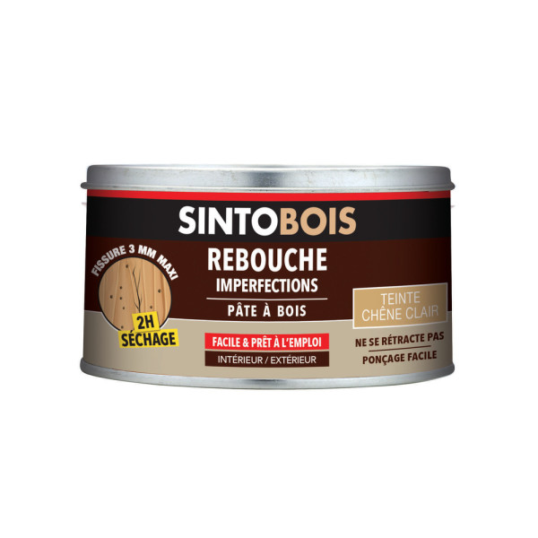 SINTO - Sintobois Pâte à Bois Rebouche Imperfections Boite 250g Chêne Clair