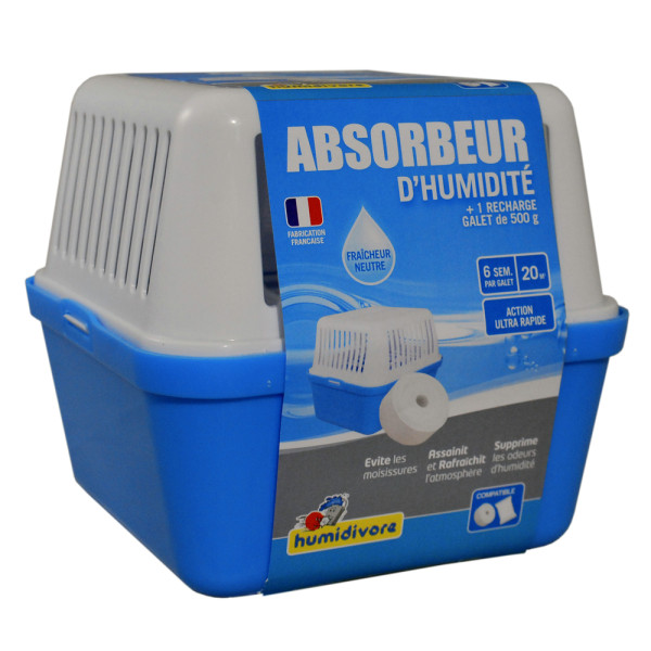 HUMIDIVORE - Absorbeur d'Humidité + 1 Recharge Galet Neutre 500g