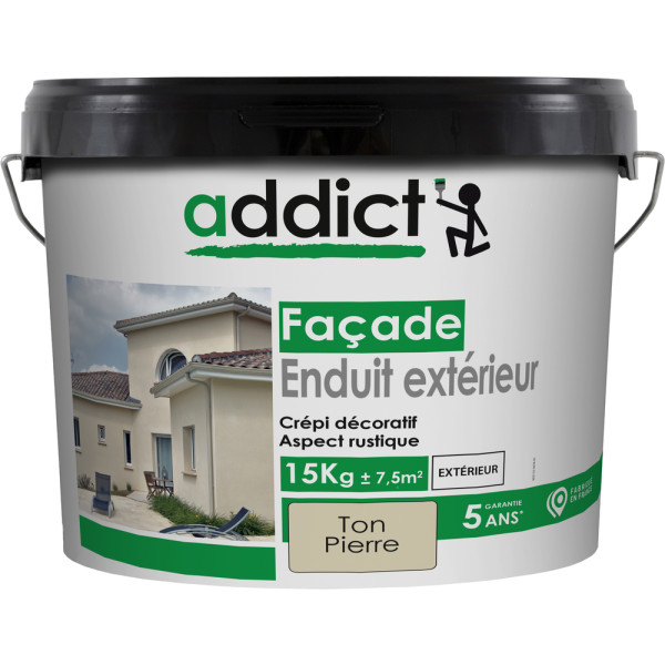 ADDICT - Enduit Extérieur Aspect Crépi Ton Pierre 15Kg