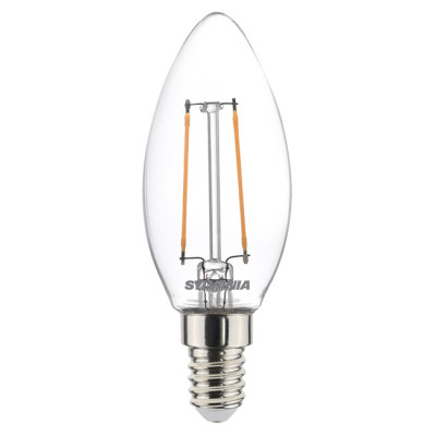 SYLVANIA - Ampoule LED Flamme Filament Clair Blanc Chaud E14