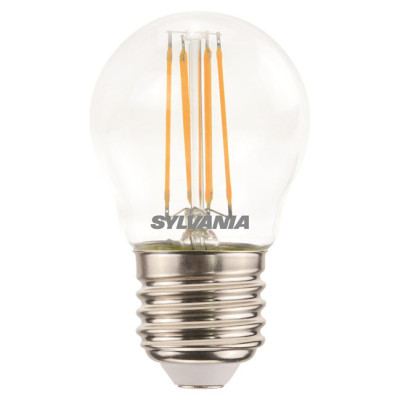 SYLVANIA - Ampoule Sphérique LED Clair Filament 4.5W Blanc Chaud E27