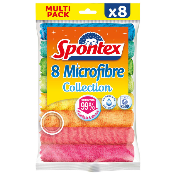 SPONTEX - Lavettes Microfibres Collection Multi Usages Pack x8
