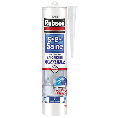 RUBSON - Mastic Salle de Bain Saine Baignoire Acrylique Blanc 280ml
