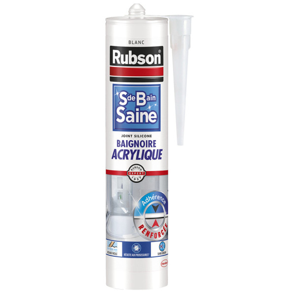 RUBSON - Mastic Salle de Bain Saine Baignoire Acrylique Blanc 280ml