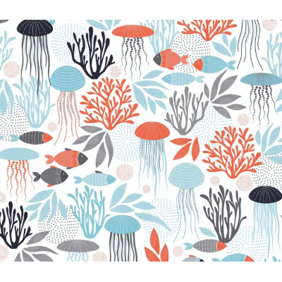 ACCESS DECO - Toile Cirée Déco Polynésie Blanc 140cm x 20m