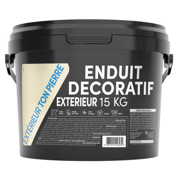 TOUT DANS LE PRIX - Enduit Décoratif Aspect Crépi Extérieur 15 kg