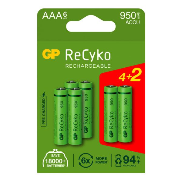 GP - Piles ReCyko AAA 950MAH Blister Promo 4+2